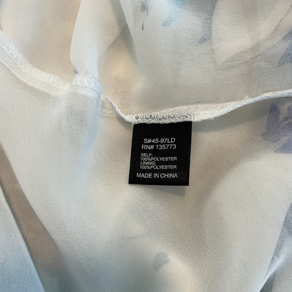 Lulus Paint Me a Picture Ivory Blue Watercolor Floral Garden Wrap Dress Small - Picture 12 of 17